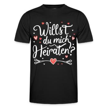 Willst du mich heiraten - Männer Funktions-T-Shirt - Schwarz - Vorne - AI Model Male 178 dark (178cm)