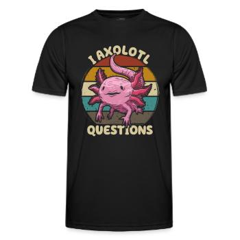 i axolotl Questions retro Axalotl sweet kawaii animal - Men's Functional T-Shirt - black - Front - AI Model Male 178 dark (178cm)
