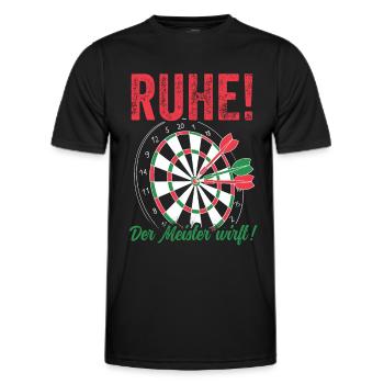 Dart - Ruhe der Meister wirft Sprüche Dartspieler - Männer Funktions-T-Shirt - Schwarz - Vorne - AI Model Male 178 dark (178cm)