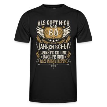Als Gott mich vor 60 Jahren schuf 60. Geburtstag - Männer Funktions-T-Shirt - Schwarz - Vorne - AI Model Male 178 dark (178cm)