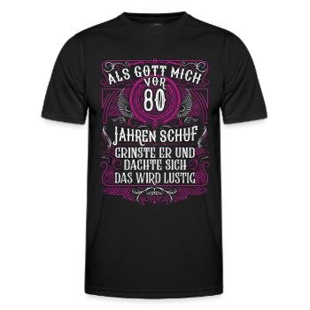 Als Gott mich vor 80 Jahren schuf 80. Geburtstag - Männer Funktions-T-Shirt - Schwarz - Vorne - AI Model Male 178 dark (178cm)