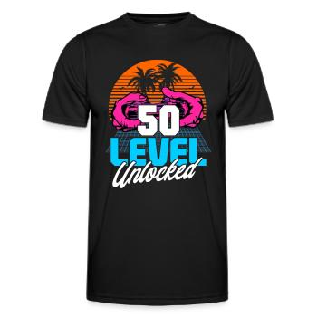 Level 50 Unlocked 50th Birthday Gamer 80s retro - Men's Functional T-Shirt - black - Front - AI Model Male 178 dark (178cm)