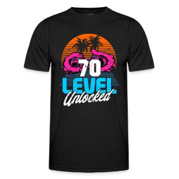 Level 70 Unlocked 70th Birthday Gamer 70s retro - Men's Functional T-Shirt - black - Front - AI Model Male 178 dark (178cm)