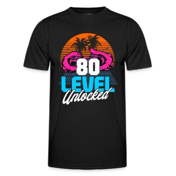 Level 80 Unlocked 80th Birthday Gamer 80s retro - Men's Functional T-Shirt - black - Front - AI Model Male 178 dark (178cm)