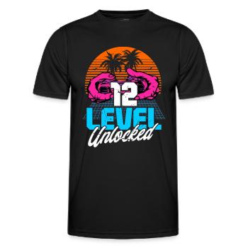 Level 12 Unlocked 12. Geburtstag Gamer 80er retro - Männer Funktions-T-Shirt - Schwarz - Vorne - AI Model Male 178 dark (178cm)