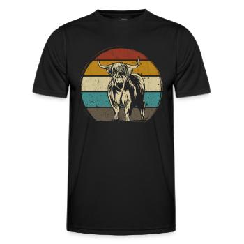 Scottish Highland Highland Cattle Highland - Men's Functional T-Shirt - black - Front - AI Model Male 178 dark (178cm)