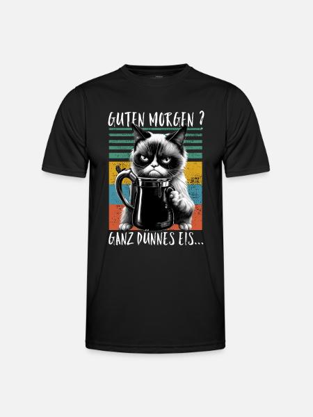 Guten Morgen Ganz dünnes Eis - Katze - Männer Funktions-T-Shirt - Schwarz