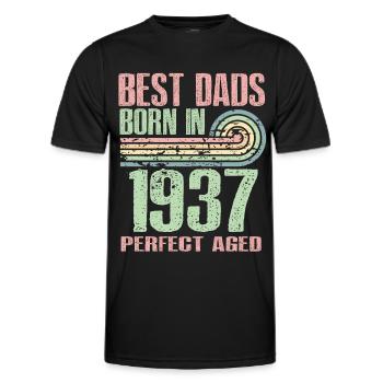 Die Besten Väter Sind 1937 Geboren, 86 Jahre Alt, - Männer Funktions-T-Shirt - Schwarz - Vorne - AI Model Male 178 dark (178cm)