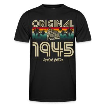 1945 Birthday Born in 1945 Retro Vintage - Men's Functional T-Shirt - black - Front - AI Model Male 178 dark (178cm)
