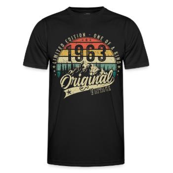 1963 Anniversaire né en 1963 Retro Vintage - T-shirt sport Homme - noir - Devant - AI Model Male 178 dark (178cm)