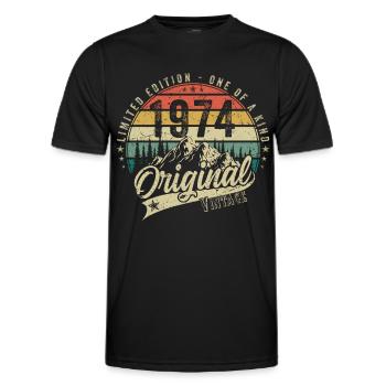 1974 Anniversaire né en 1974 Retro Vintage - T-shirt sport Homme - noir - Devant - AI Model Male 178 dark (178cm)