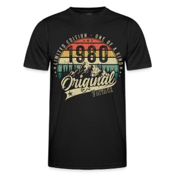 1980 Anniversaire né en 1980 Retro Vintage - T-shirt sport Homme - noir - Devant - AI Model Male 178 dark (178cm)