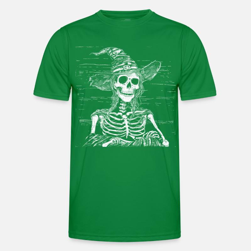 Dark Skeleton Witch with Witch Hat Men's Functional T-Shirt