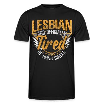 Lesbisch Single LGBT Geschenkidee - Männer Funktions-T-Shirt - Schwarz - Vorne - AI Model Male 178 dark (178cm)