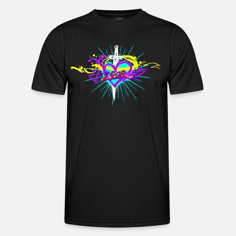 L.Gor Dolch mit Herz - Männer Funktions-T-Shirt - Schwarz