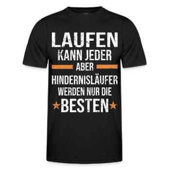 Obstacle course track and field athlete hurdler - Men's Functional T-Shirt - black - Front - AI Model Male 178 dark (178cm)