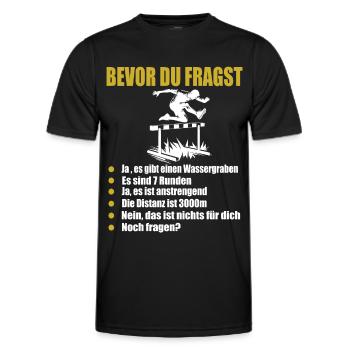Obstacle course track and field athlete hurdler - Men's Functional T-Shirt - black - Front - AI Model Male 178 dark (178cm)