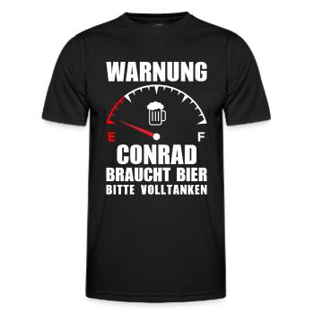 Conrad braucht Bier Bitte volltanken - Männer Funktions-T-Shirt - Schwarz - Vorne - AI Model Male 178 dark (178cm)