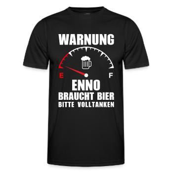 Enno braucht Bier Bitte volltanken - Männer Funktions-T-Shirt - Schwarz - Vorne - AI Model Male 178 dark (178cm)
