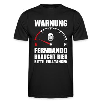 Fernando braucht Bier Bitte volltanken - Männer Funktions-T-Shirt - Schwarz - Vorne - AI Model Male 178 dark (178cm)