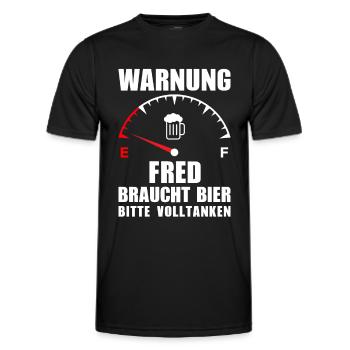 Fred braucht Bier Bitte volltanken - Männer Funktions-T-Shirt - Schwarz - Vorne - AI Model Male 178 dark (178cm)