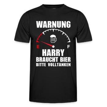 Harry braucht Bier Bitte volltanken - Männer Funktions-T-Shirt - Schwarz - Vorne - AI Model Male 178 dark (178cm)