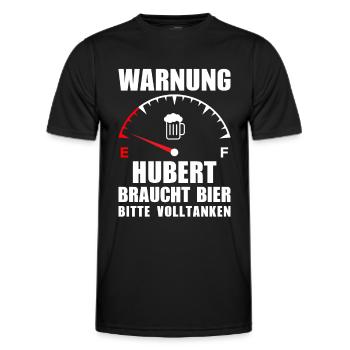 Hubert braucht Bier Bitte volltanken - Männer Funktions-T-Shirt - Schwarz - Vorne - AI Model Male 178 dark (178cm)