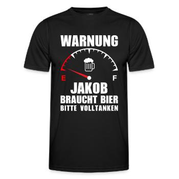 Jakob braucht Bier Bitte volltanken - Männer Funktions-T-Shirt - Schwarz - Vorne - AI Model Male 178 dark (178cm)