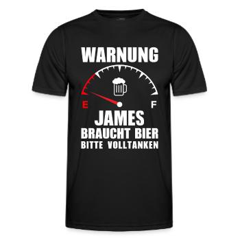 James braucht Bier Bitte volltanken - Männer Funktions-T-Shirt - Schwarz - Vorne - AI Model Male 178 dark (178cm)