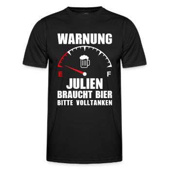 Julien braucht Bier Bitte volltanken - Männer Funktions-T-Shirt - Schwarz - Vorne - AI Model Male 178 dark (178cm)