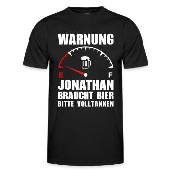 Jonathan braucht Bier Bitte volltanken - Männer Funktions-T-Shirt - Schwarz - Vorne - AI Model Male 178 dark (178cm)