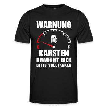 Karsten braucht Bier Bitte volltanken - Männer Funktions-T-Shirt - Schwarz - Vorne - AI Model Male 178 dark (178cm)