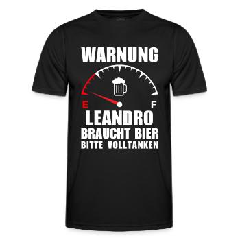 Leandro braucht Bier Bitte volltanken - Männer Funktions-T-Shirt - Schwarz - Vorne - AI Model Male 178 dark (178cm)