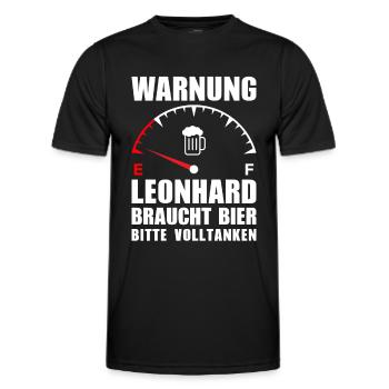 Leonhard braucht Bier Bitte volltanken - Männer Funktions-T-Shirt - Schwarz - Vorne - AI Model Male 178 dark (178cm)