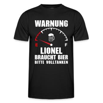 Lionel braucht Bier Bitte volltanken - Männer Funktions-T-Shirt - Schwarz - Vorne - AI Model Male 178 dark (178cm)