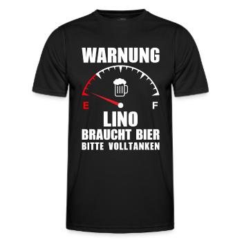 Lino braucht Bier Bitte volltanken - Männer Funktions-T-Shirt - Schwarz - Vorne - AI Model Male 178 dark (178cm)