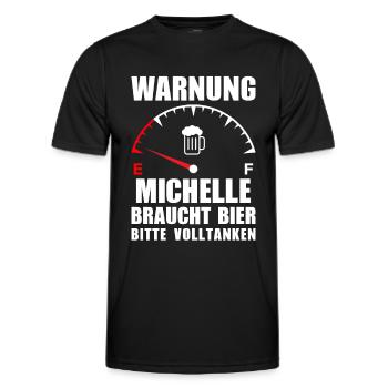 Michelle braucht Bier Bitte volltanken - Männer Funktions-T-Shirt - Schwarz - Vorne - AI Model Male 178 dark (178cm)