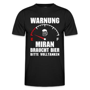 Miran braucht Bier Bitte volltanken - Männer Funktions-T-Shirt - Schwarz - Vorne - AI Model Male 178 dark (178cm)