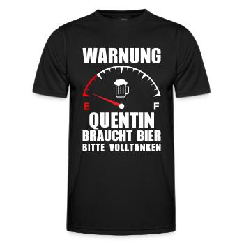 Quentin braucht Bier Bitte volltanken - Männer Funktions-T-Shirt - Schwarz - Vorne - AI Model Male 178 dark (178cm)