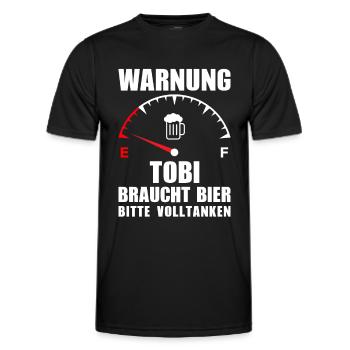Tobi braucht Bier Bitte volltanken - Männer Funktions-T-Shirt - Schwarz - Vorne - AI Model Male 178 dark (178cm)