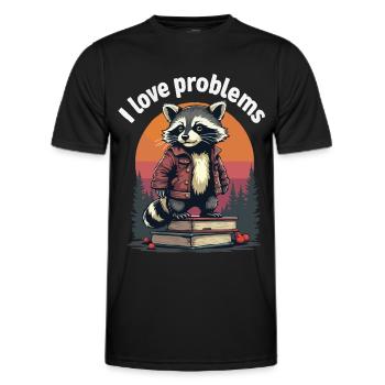 Funny Raccoon Chaos Chemise Homme - T-shirt sport Homme - noir - Devant - AI Model Male 178 dark (178cm)