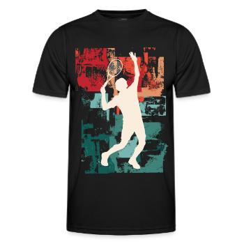 Joueur de tennis Joueur de tennis Vintage Rétro Coloré - T-shirt sport Homme - noir - Devant - AI Model Male 178 dark (178cm)