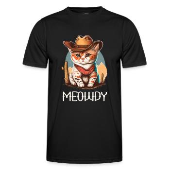 Meowdy Katze Howdy Meme Western Cowboy Kätzchen - Männer Funktions-T-Shirt - Schwarz - Vorne - AI Model Male 178 dark (178cm)