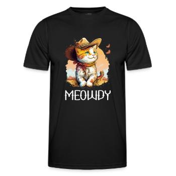 Meowdy Katze Howdy Meme Western Cowboy Kätzchen - Männer Funktions-T-Shirt - Schwarz - Vorne - AI Model Male 178 dark (178cm)