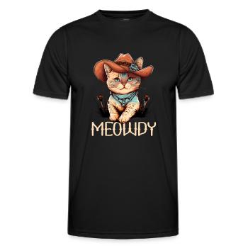 Meowdy Katze Howdy Meme Western Cowboy Kätzchen - Männer Funktions-T-Shirt - Schwarz - Vorne - AI Model Male 178 dark (178cm)
