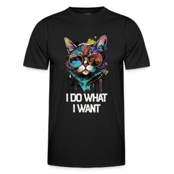 I Do What I Want Katze mit Sonnenbrille - Männer Funktions-T-Shirt - Schwarz - Vorne - AI Model Male 178 dark (178cm)