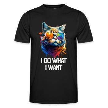 I Do What I Want Katze mit Sonnenbrille - Männer Funktions-T-Shirt - Schwarz - Vorne - AI Model Male 178 dark (178cm)