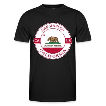 San Marcos California Flag USA Souvenir Badge - Men's Functional T-Shirt - black - Front - AI Model Male 178 dark (178cm)