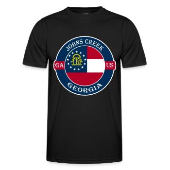 Johns Creek Georgia Flag USA Travel Souvenir Badge - T-shirt sport Homme - noir - Devant - AI Model Male 178 dark (178cm)