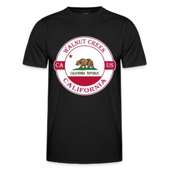 Walnut Creek California Flag USA Souvenir Badge - Men's Functional T-Shirt - black - Front - AI Model Male 178 dark (178cm)